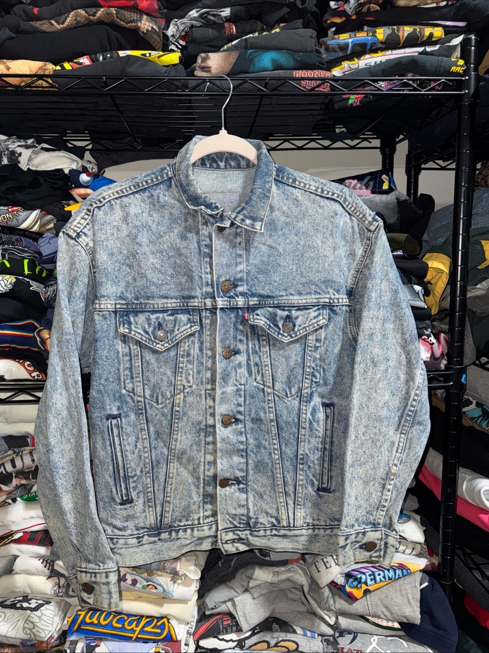 Vintage 1978 Levi’s Type 3 Light/acid Wash Denim Jacket Size Large